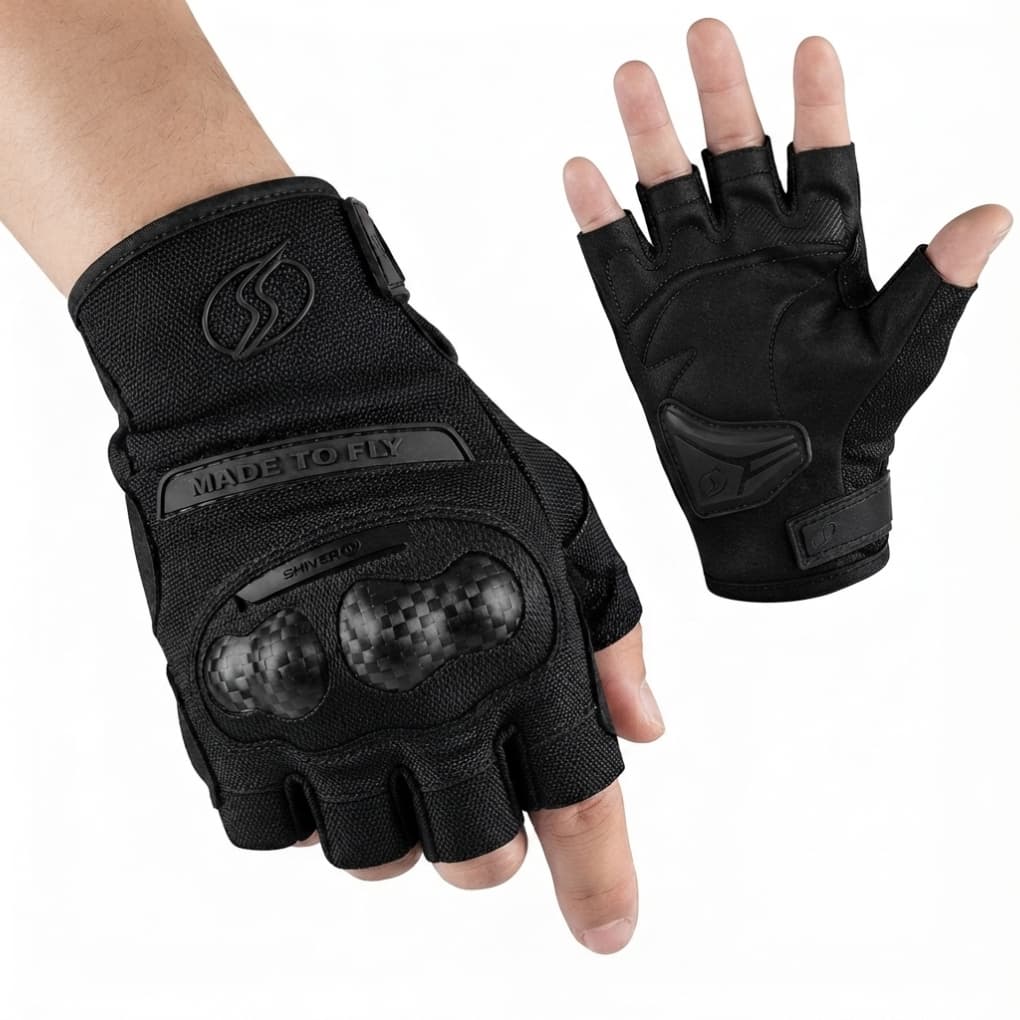 Luva Meio Dedo Preta C/protetor Para Moto Bike Academia Antiderrapante