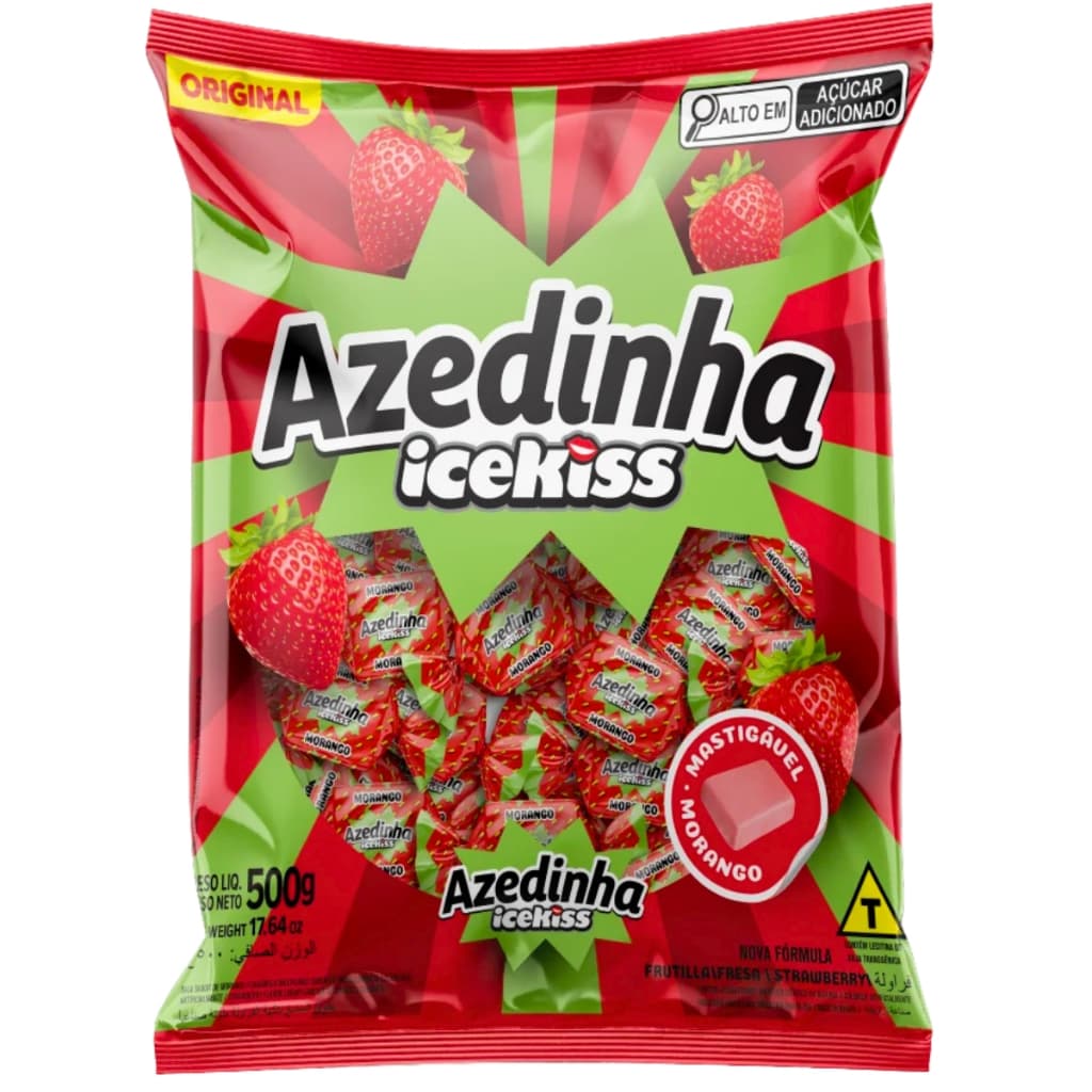 Balas Azedinhas Mastigáveis Icekiss Morango 500g Cory