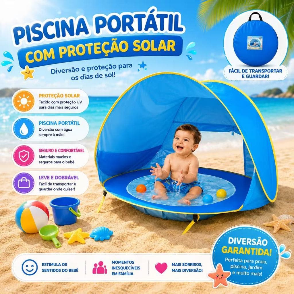 Barraca Infantil Pop Up Praia e Piscina  Impermeável, Proteção UV 2 Modelos Disponíveis |Presente Ideal para Brincade