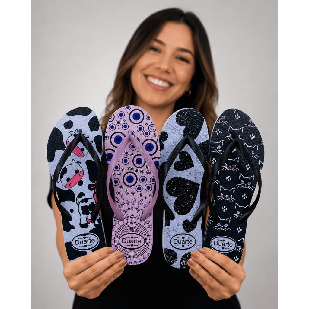 4 Chinelo Feminino Sandália Dedo Rasteira Estampado