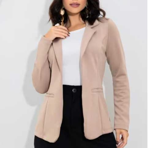 Casaco Feminino Blazer Alfaiataria Social em Neoprene