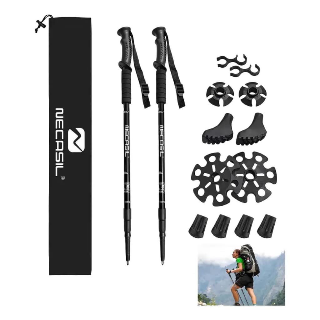 Kit 2 Bastao De Caminhada Nautika Trek Pro Sistema Anti-Shock EVA 63cm–135cm