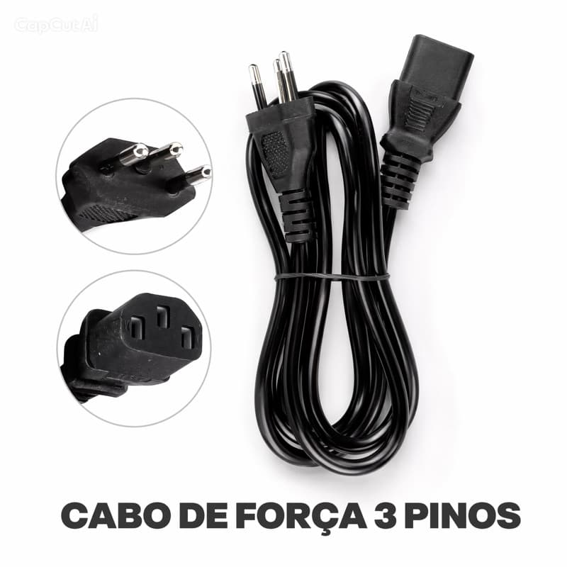 Cabo De Força P/ Maquina Ultrassom Sonic Compact 1-3mhz HTM
