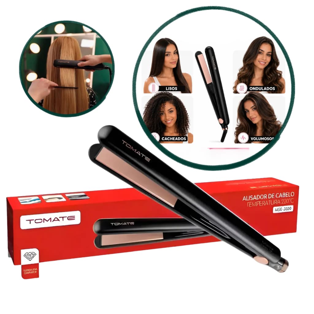 Prancha Alisadora Profissional para Cabelos Bivolt Temperatura Máxima 220 Graus 32W Cabo de 1.8M Chapinha Térmica