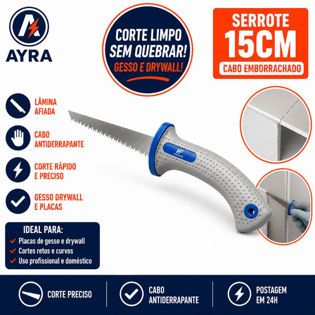 SERROTE DRYWALL/GESSO COM CABO EMBORRACHADO – 150MM