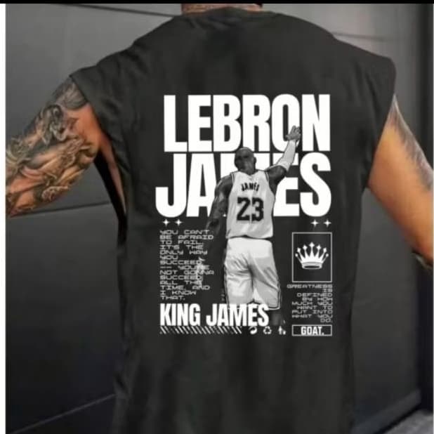 Camiseta Regata Oversized Estampada Lebron James J Masculina Estilo Streetwear Academia Treino Fitness Casual Verão
