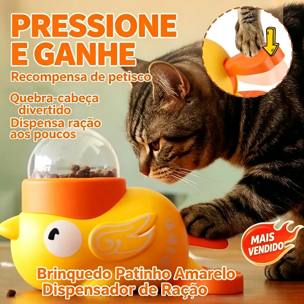 Brinquedo Interativo Patinho Dispensa Petiscos Anti-Tédio