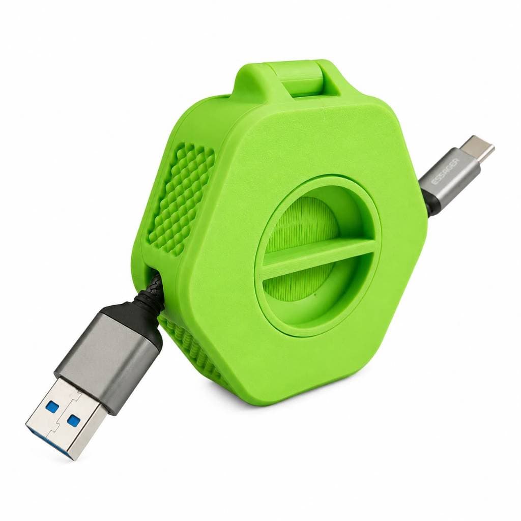 Cabo Retrátil USB Tipo C Compacto Portátil para Celular, Notebook e Carregamento Rápido