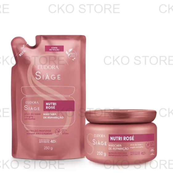 EUDORA KIT Siàge Nutri Rosé Máscara: Máscara Capilar 250g + Refil Máscara Capilar 250g