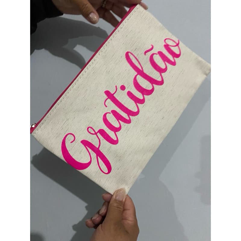 necessaire feminina, porta maquiagem, bolsinha organizadora, necessaire personalizada, gratidão, presente feminino.
