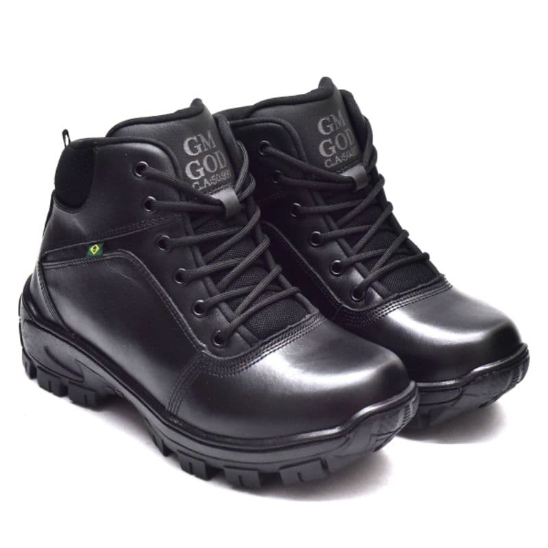 BOTA COTURNO 100%COURO  COM C A BICO PVC REF:01 PRETO