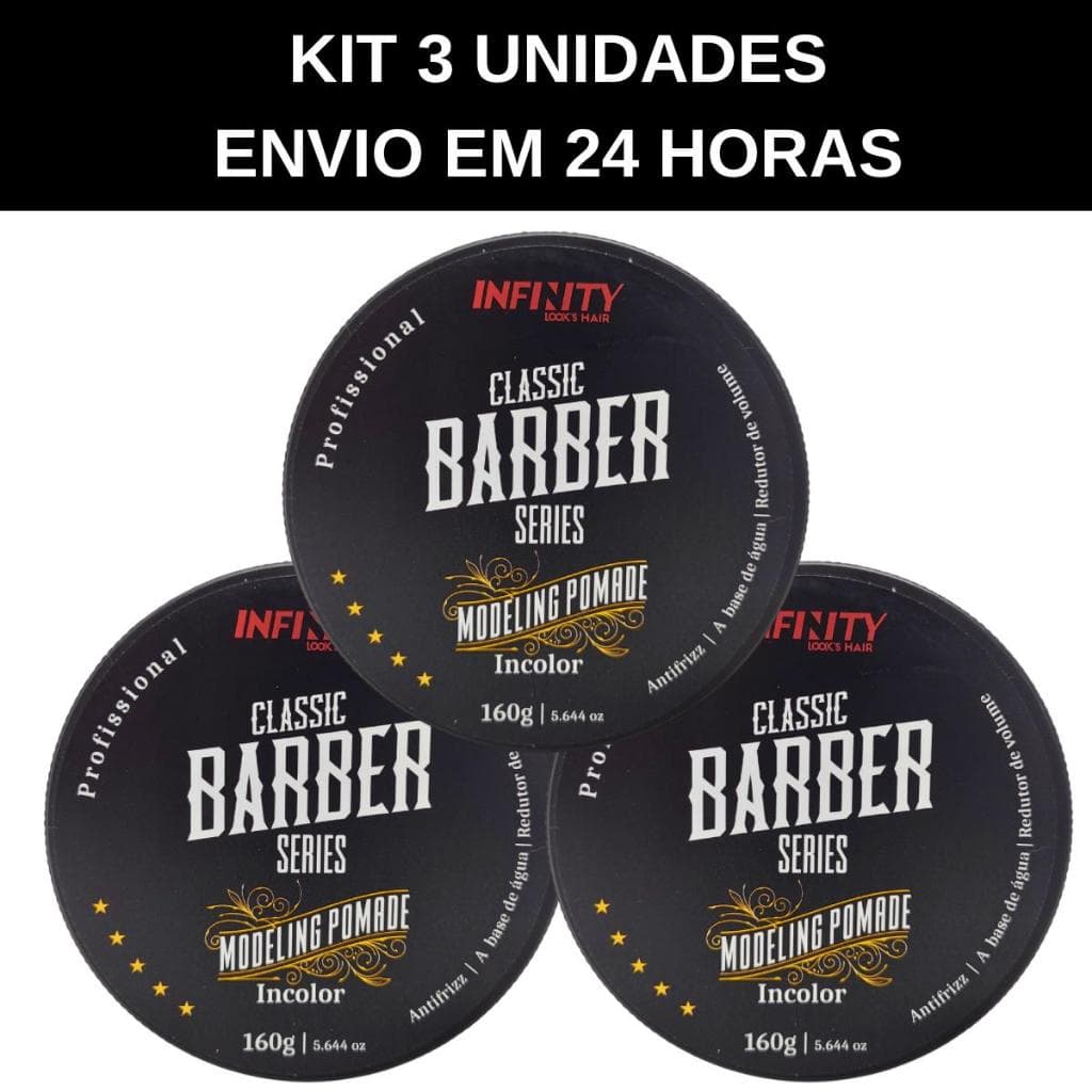 Kit 3 Pomadas Barber Infinity Incolor 160g - Envio em 24 Horas