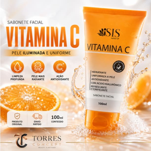 Sabonete Facial Vitamina C Clareador Ácido Hialurônico Anti-idade Antiacne Hidratante Isis MakeUp