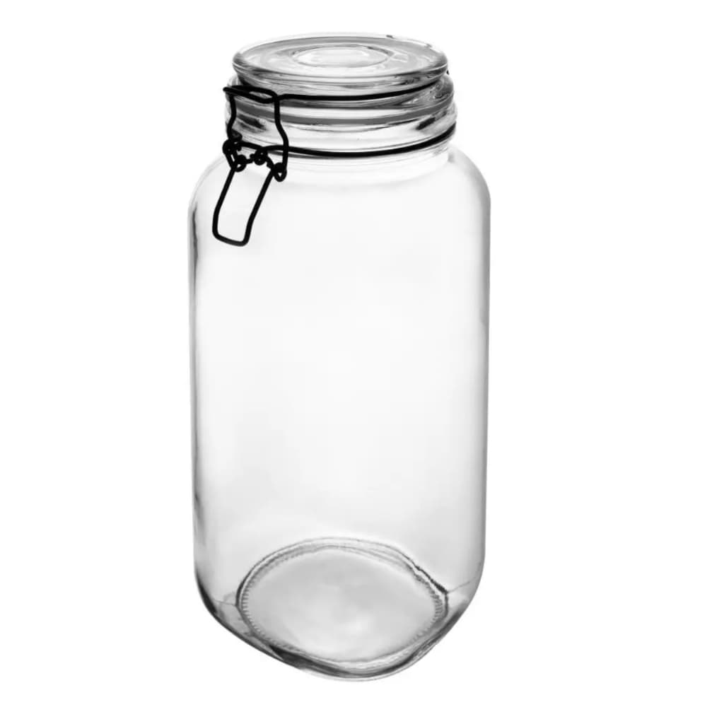 Pote Hermético Lyor Vintage De Vidro Com Metal Preto 2,3L