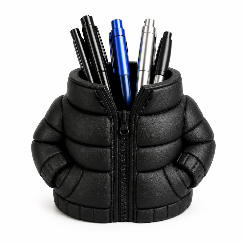 Porta Canetas Preto Organizador de Mesa Jaqueta Puff Premium Decorativo Home Office Escritório Presente Criativo blusa