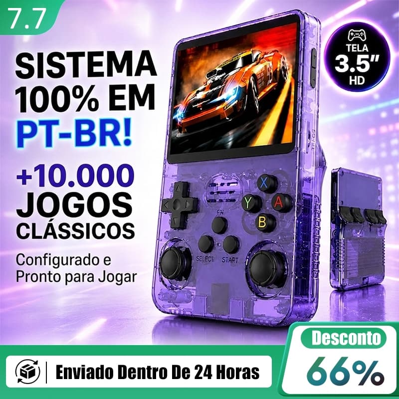 Console R36HD Portátil Retro Várias Cores 15000+ Jogos Tela IPS 3.5 64GB Video Game