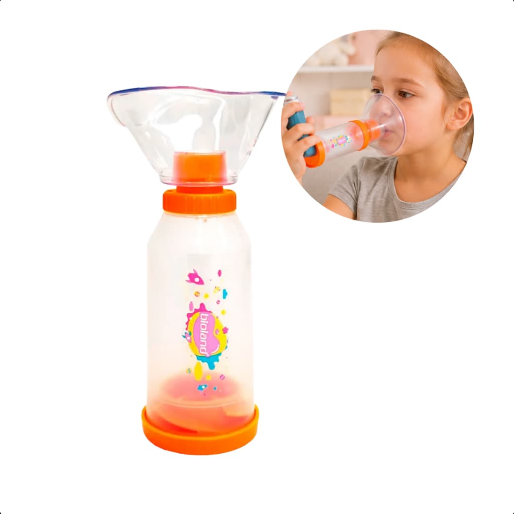 Espaçador Para Medicamento Bombinha Adulto e Infantil ES100 Com 2 Máscaras de Silicone Bioland Asma