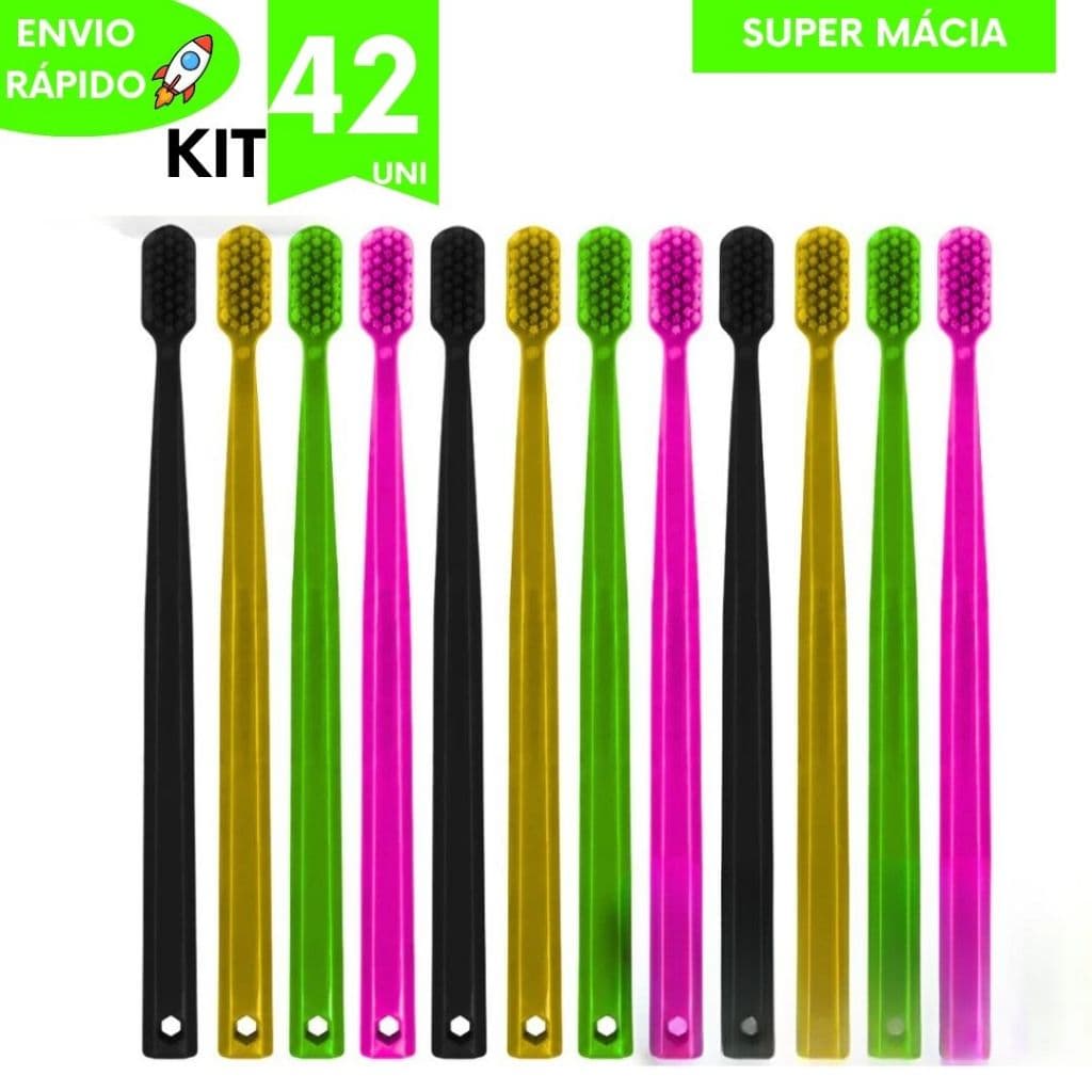 Kit Utilidades Escova de Dentes Super Macias Cuidado Bocal Higiene Dental Cédulas Macias Com Capa de Proteção