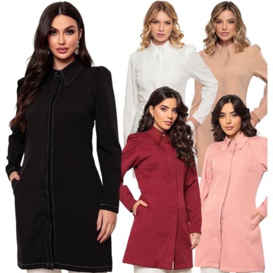 Jaleco Feminino manga longa bufantes Dream diversas cores Gardenia Jalecos