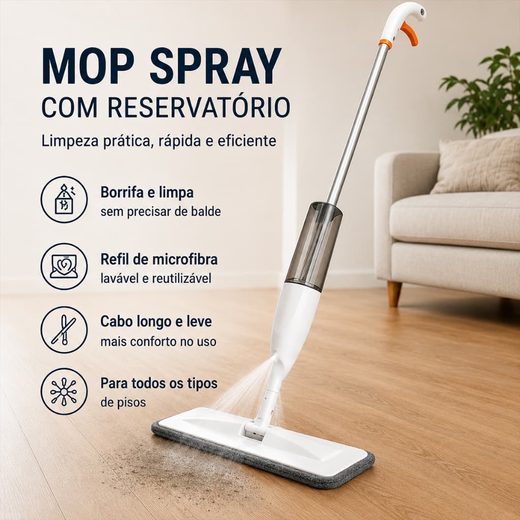 Mop Spray Com Reservatório Para Limpeza De Piso