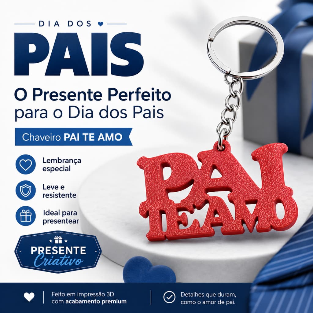 Kit de Chaveiros Pai Te Amo colorido ( De 20 até 100 unidades)  Lembrancinha para Escolas Igreja Empresa Mimo