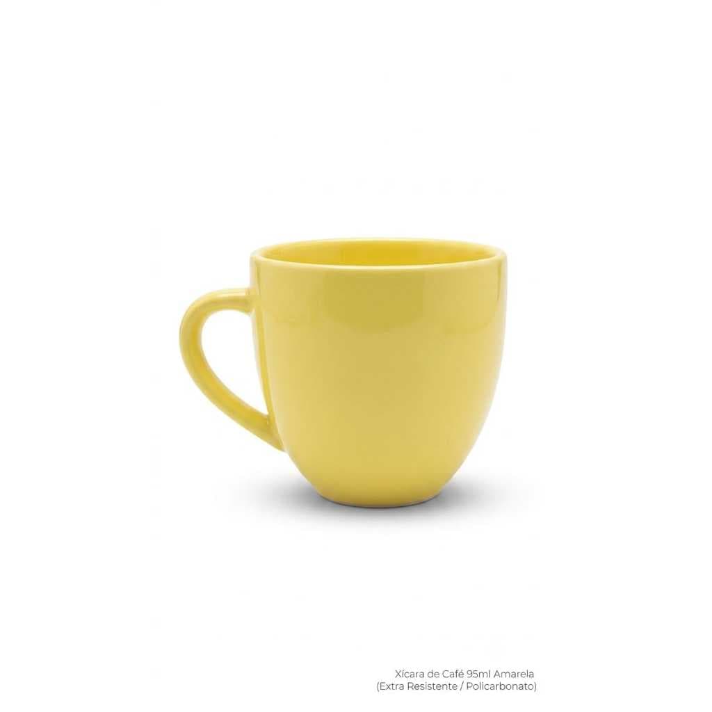 Jogo 6 Xicaras De Cafe Amarela Porcelana 95ml Premium amalera