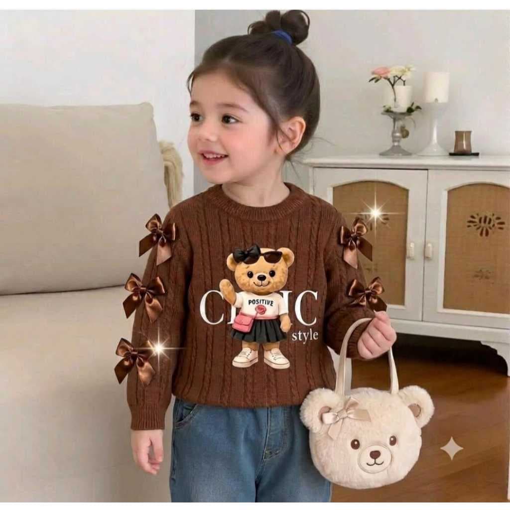 Blusa Manga Longa infantil para menina com lacinhos elegante