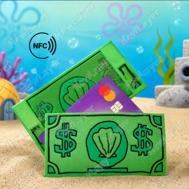Capinha Porta Cartão Bob Esponja Capa Slim NFC Dinheiro de Dolar Concha | Compacta e Divertida