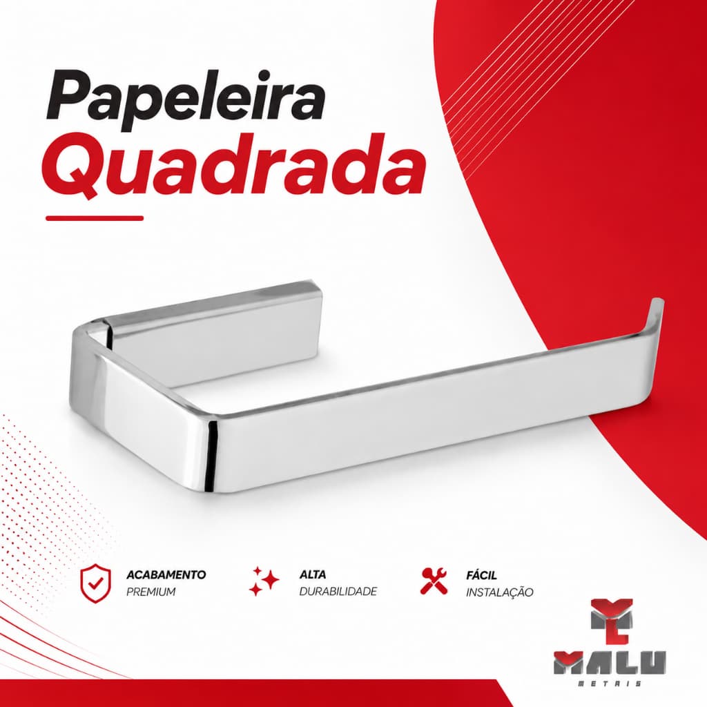 Papeleira Quadrada Porta Papel Higiênico Aço Inox C. 3792