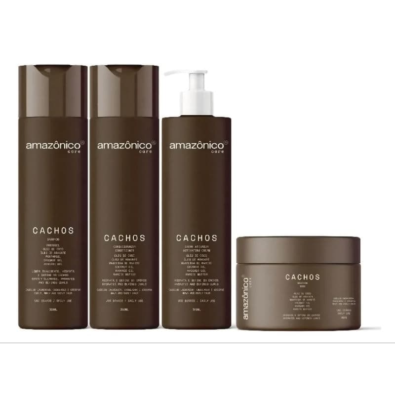 Kit Cachos Completo - 4 Produtos Amazonico care Hidratação e Definição