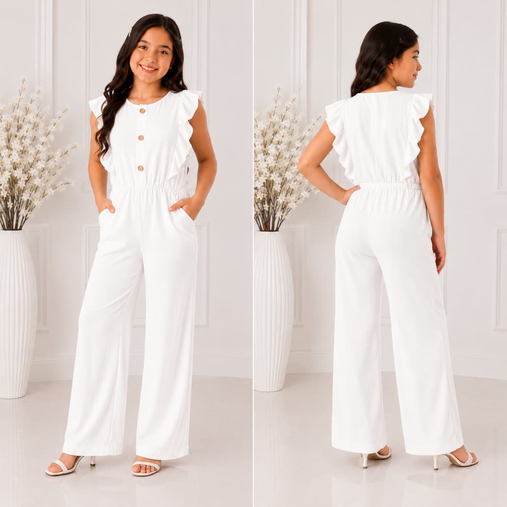 Macacão Menina Infantil Juvenil Feminino Longo Pantalona Duna Liso