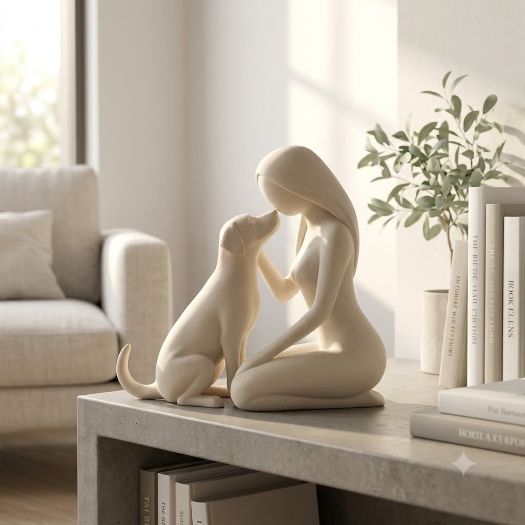 Escultura Amor Canino Decorativa Moderna