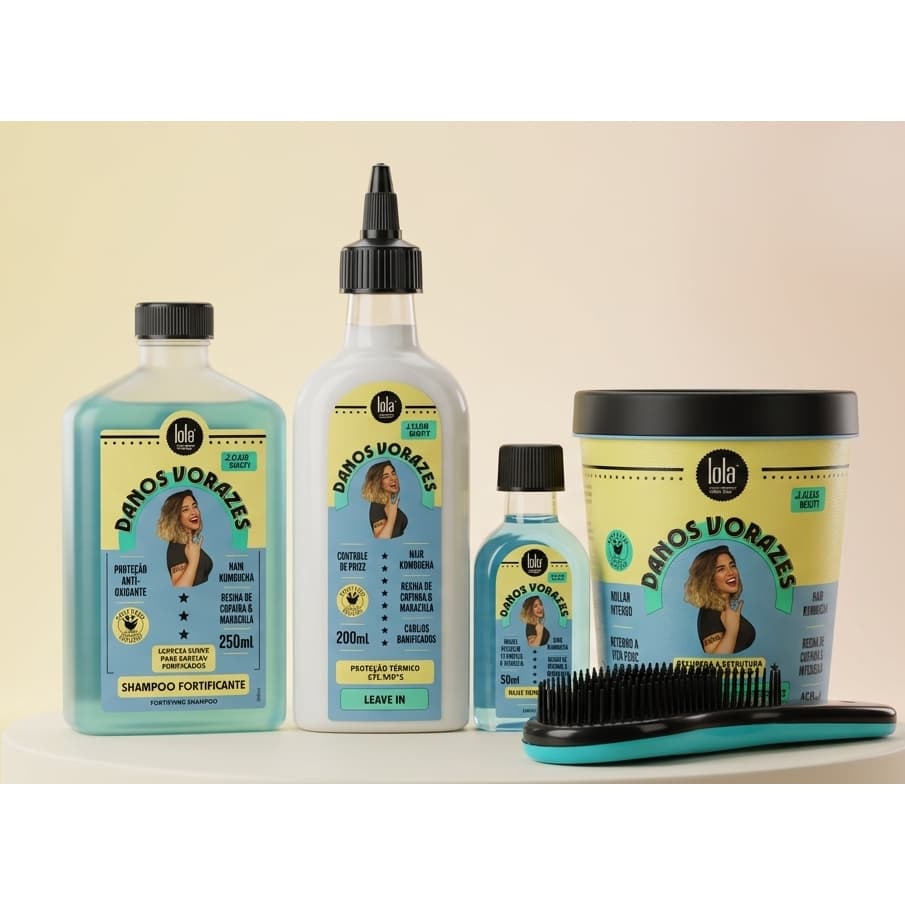 Kit Lola Danos Vorazes Completo Shampoo + Máscara + Leave In + Óleo Capilar Reparação Profunda Cabelos Danificados