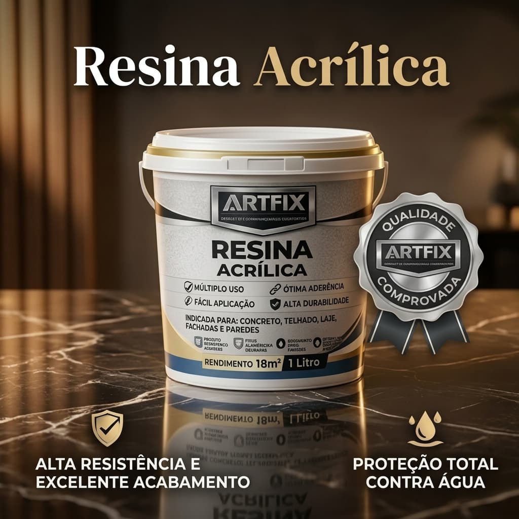 Resina Impermeável Acrílica 1 Litro  Incolor Brilhante - a Base de Água