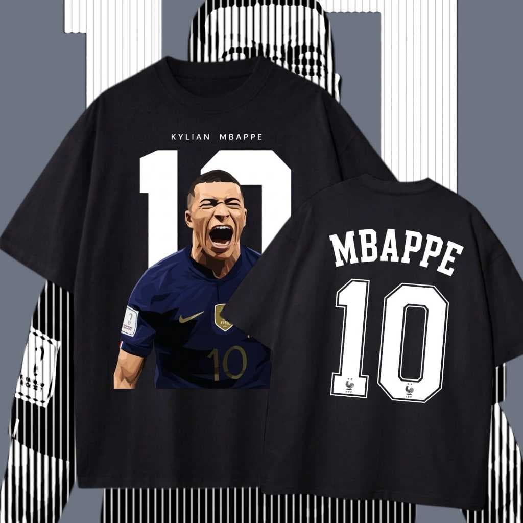 Camiseta Mbappe Masculina e Feminina Camisa Básica Casual Algodão Estampada Frente e Costas