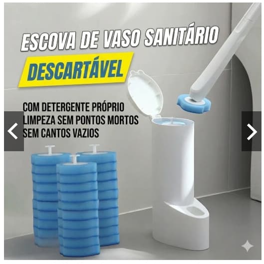 Escova + 8 refil descartável Para Vaso sanitário e Parede Banheiro pratica e fácil