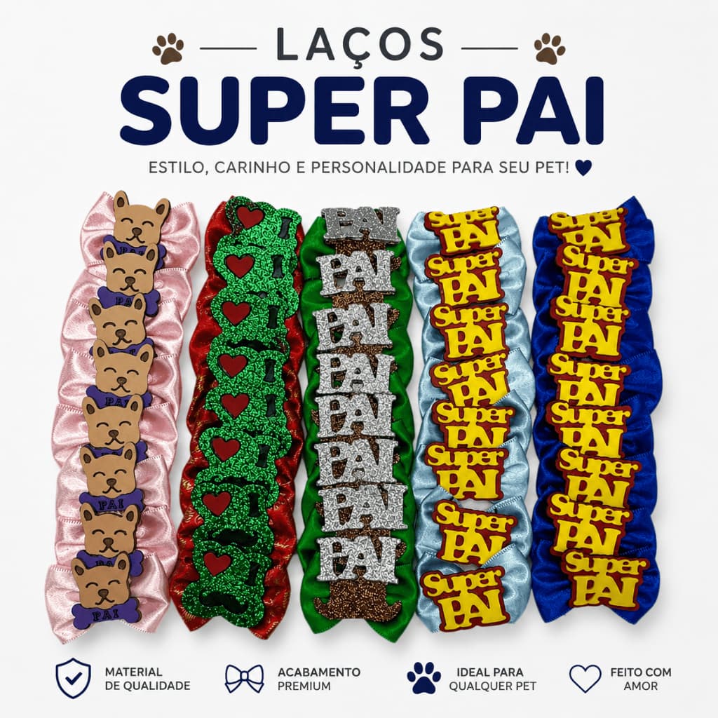 Laços Pet Kit 64/32 unidades dia dos pais Pai de Pet