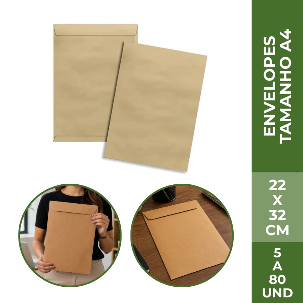 Envelope Kraft A4 Soriy 23x32cm Pardo Para Documentos Contratos Correspondências e Envio Diversas