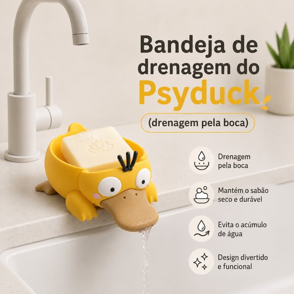 Porta Esponja Sabão Bandeja de drenagem para Esponja do Pato Psy-duck (drenagem pela frente)