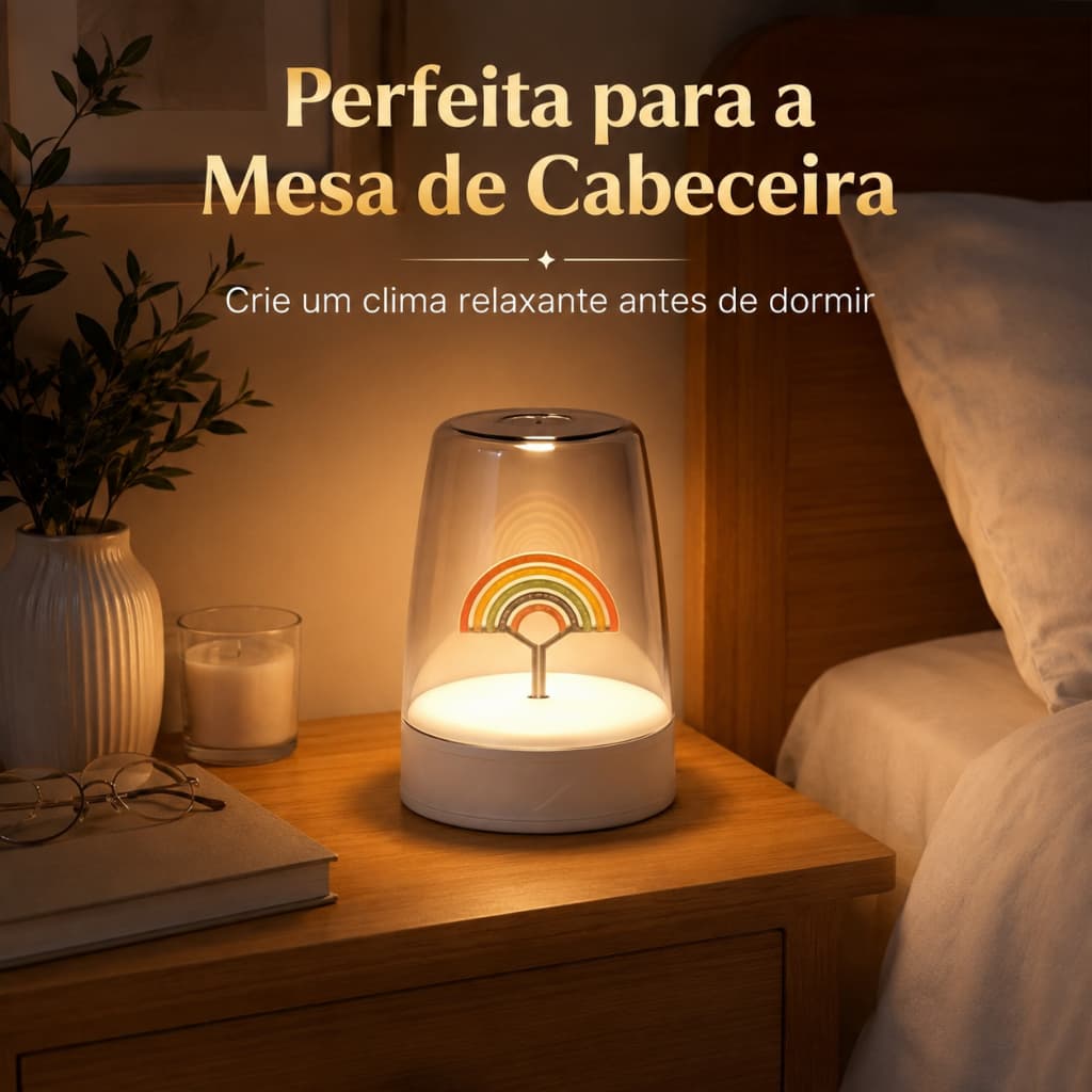 Luminária LED Arco-Íris Abajur Infantil Luz Noturna Decorativa Quarto Mesa Cabeceira