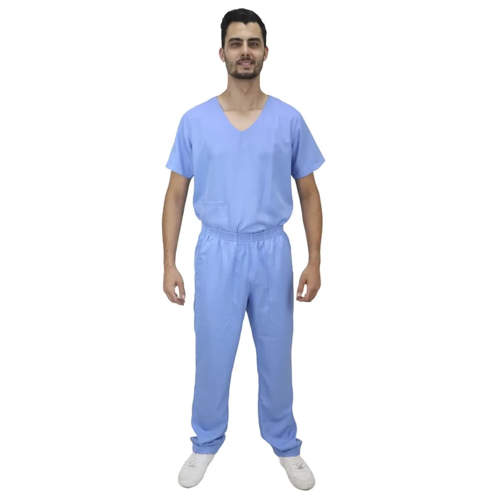 Pijama Cirúrgico em Gabardine com Bolso Azul