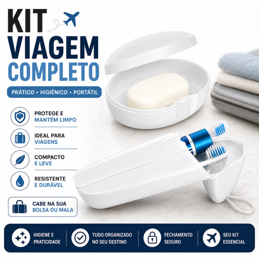 Porta Escova De Dentes E Saboneteira Kit Viagem Estojo Organizador Higiene Pessoal Portátil Bolsa