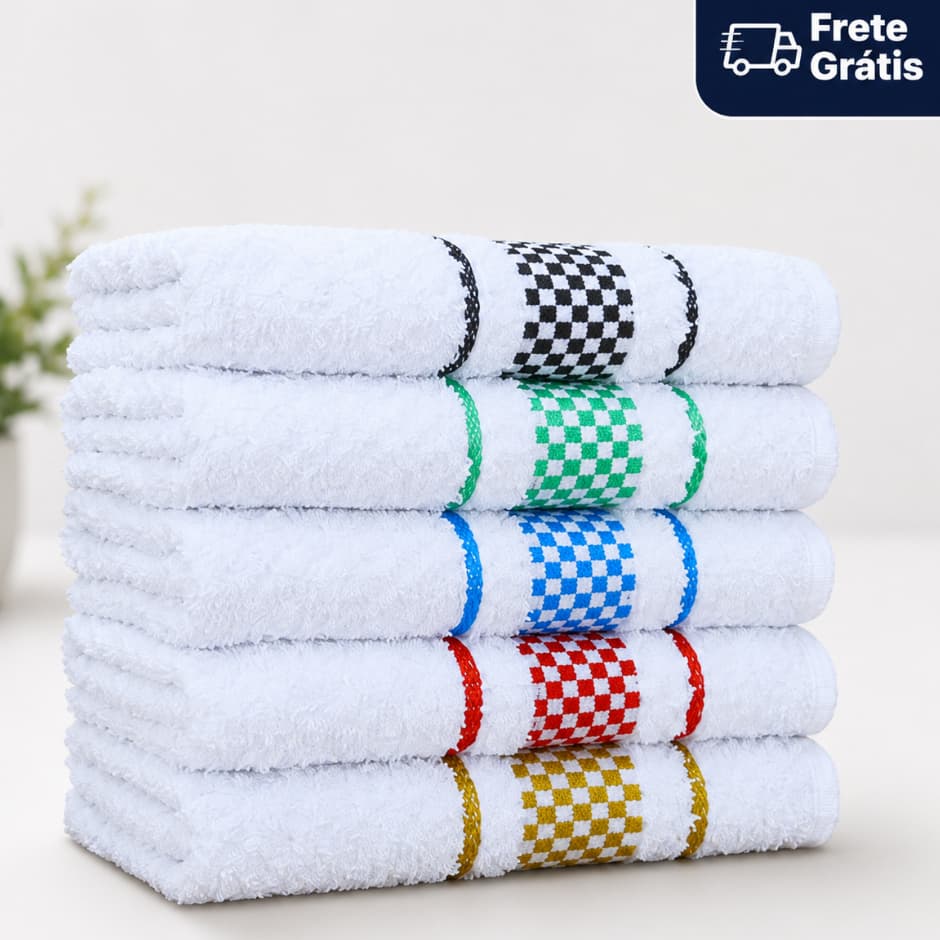 Kit 10 Panos de Prato Felpudo 100% Algodão Jacquard 45x70 – Alta Absorção – Cores Variadas