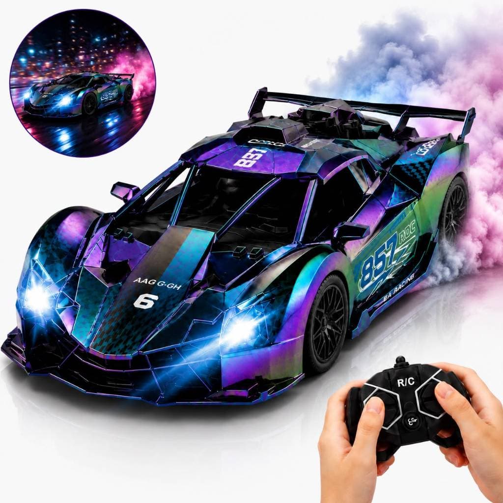 Carrinho de Controle Remoto Solta Fumaça Drift Racing Recarregável