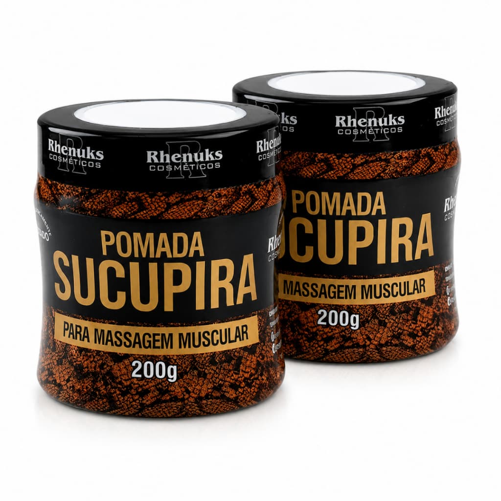 Kit 2 Pomadas Massageadoras de Sucupira Rhenuks 200g para Massagem Corporal e Relaxamento Muscular