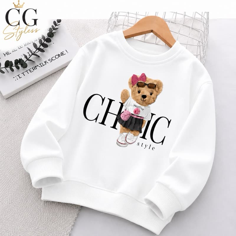 Moletom Infantil careca Feminino Rosa Ursinha Chic Style Flanelado Quentinho Inverno Moda Infantil