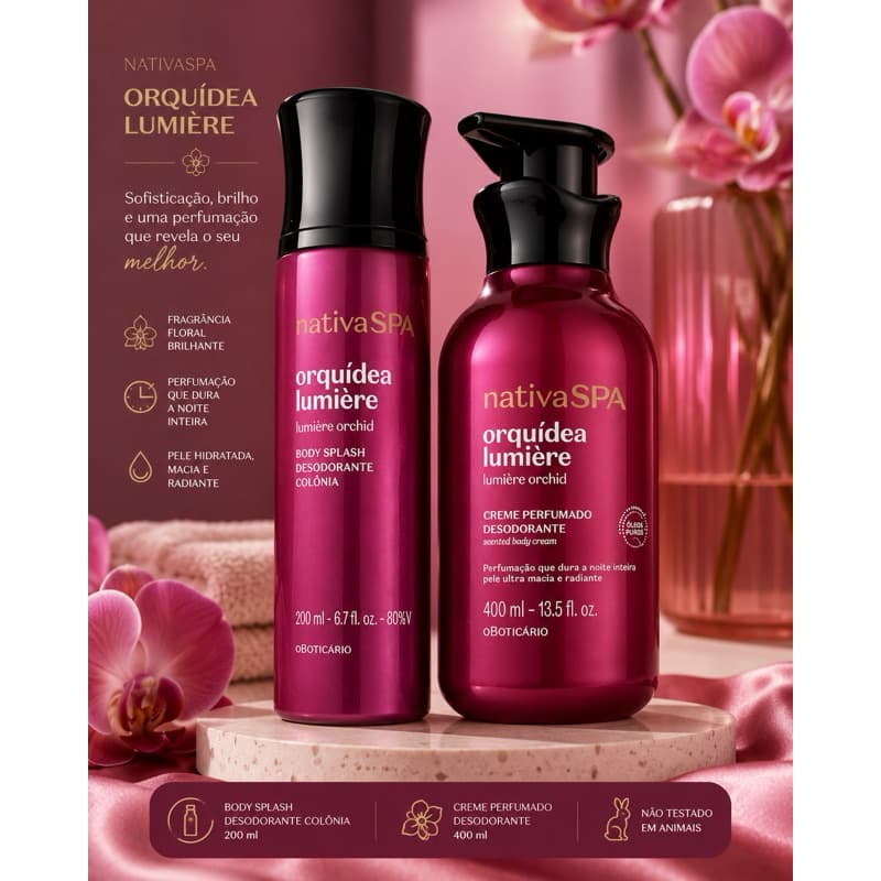 Combo Nativa Spa Orquídea Lumier Loção Corporal 400ml + Body Splash 200ml
