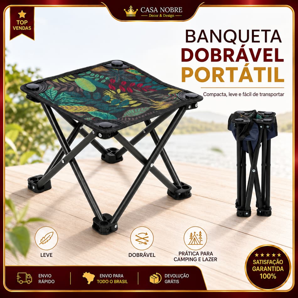 Banco Dobrável Estampado Compacto Leve, Banquinho Portátil Para Camping, Pesca E Piquenique, De Transportar Na Mochila