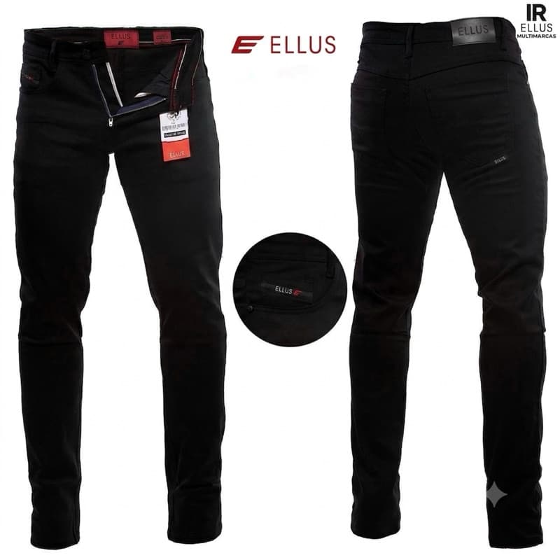 Calça Masculina Sarja Preta Esporte Fino Slim Premium
