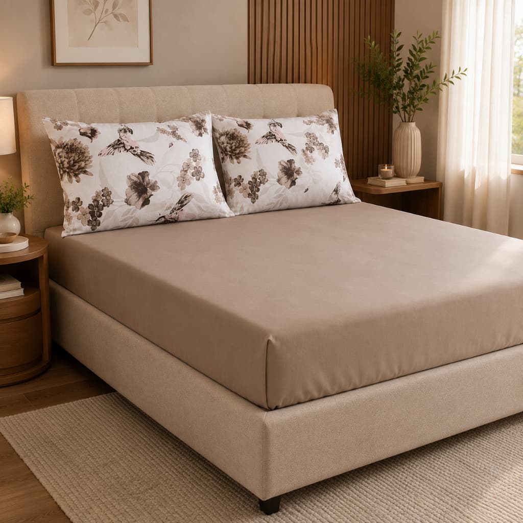 Jogo De Cama King 100% Algodão 3 Peças Lençol Com Elástico